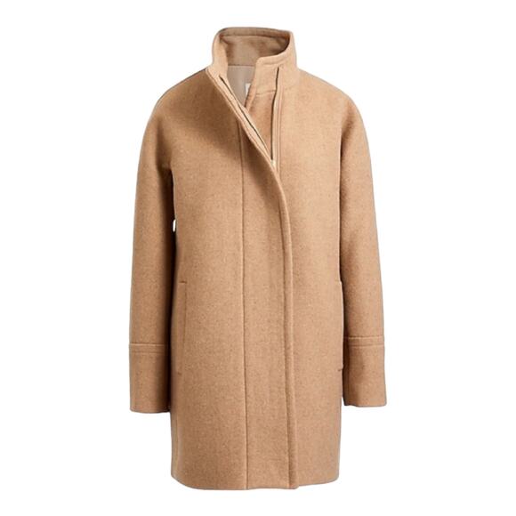 J. Crew Factory Wool Blend City Coat Side Zip Camel Tan Size 14 - Picture 1 of 10